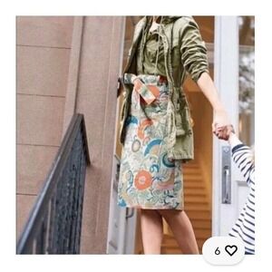J Crew Floral Tie Waist Pencil Skirt Women Size 8 Orange Blue Green Pattern